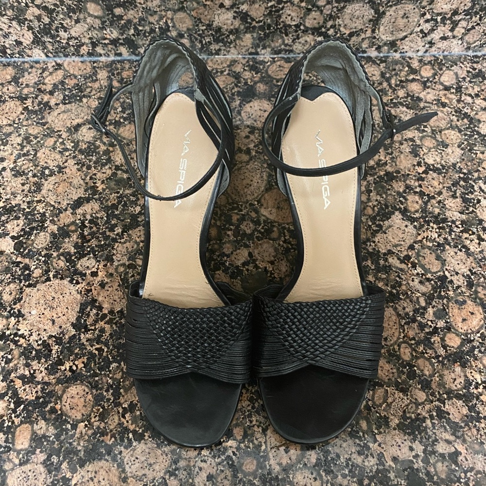 COPY - Via Spiga Woven Leather Ankle Strap Sandals SZ 9M